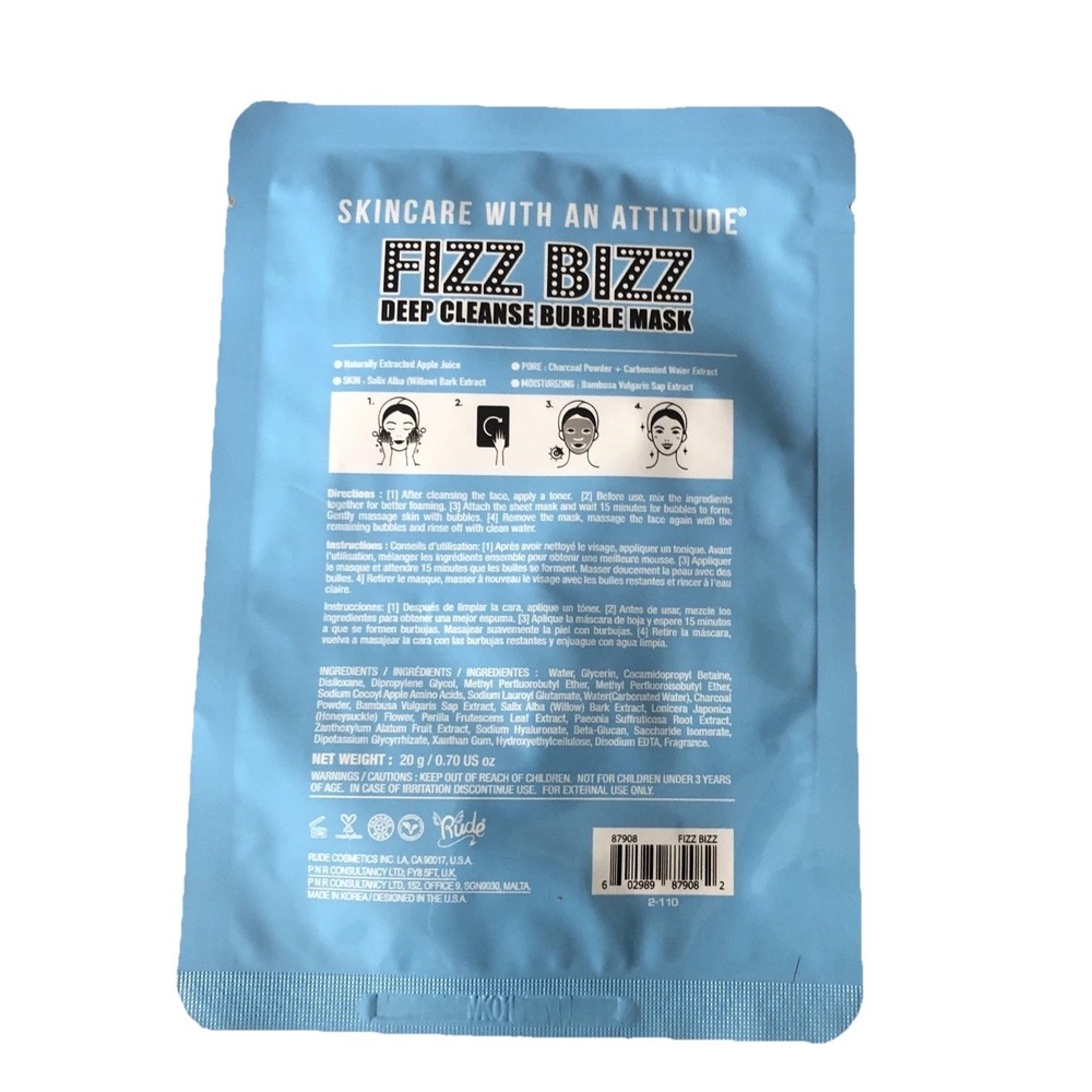 Rude Cosmetics Fizz Bizz Deep Cleanse‎ Bubble Mask - Picture 4 of 4